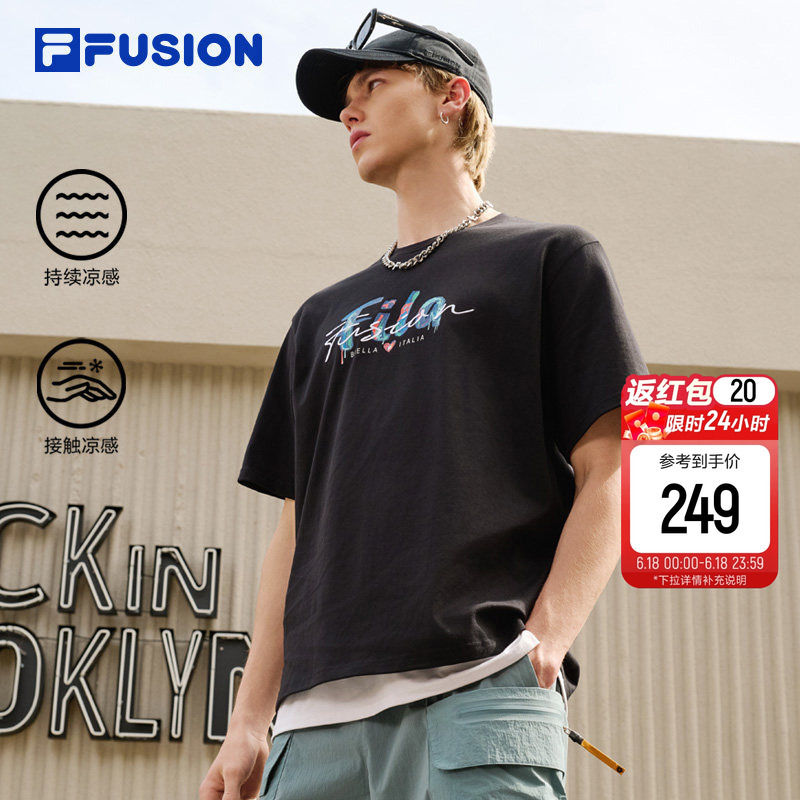 Fila Fusion Trendy Brand Couple Style Knitted Short-Sleeved Shirt Summer New Cool Loose Men's and Women's T-Shirt