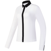 FILA official womens knitted long-sleeved top 2024 autumn new golf sports small lapel long T