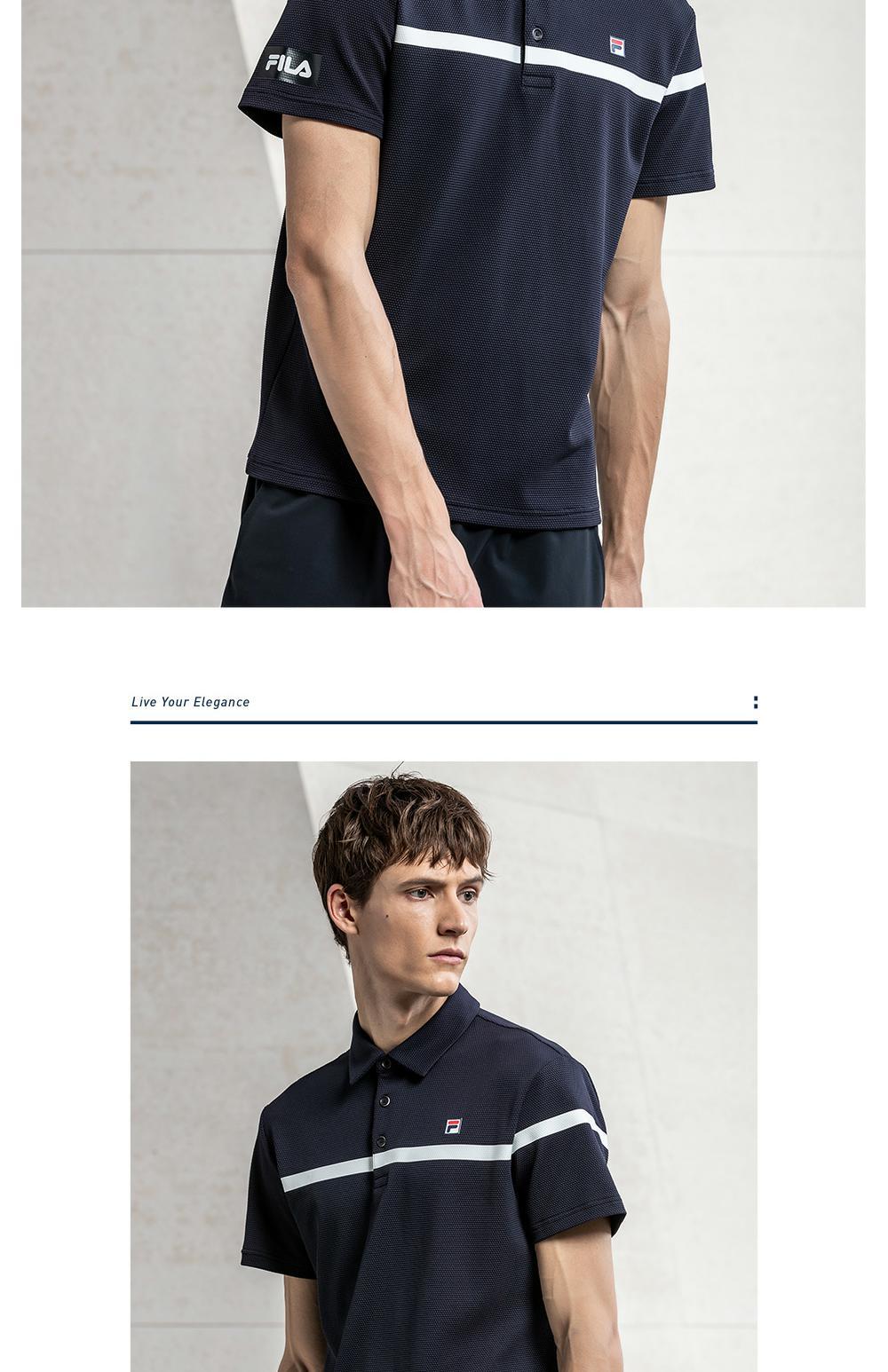 FILA Fila Áo sơ mi nam POLO chính thức 2019 Mùa xuân mới sọc thường đan áo sơ mi ngắn tay - Áo polo thể thao áo polo bé trai
