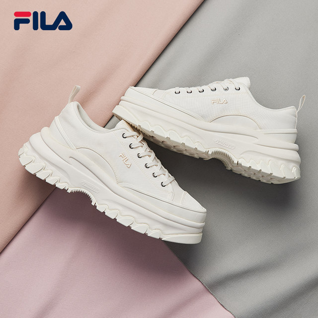 FILA official LAVA women's shoes thick-soled canvas shoes casual shoes heightening white shoes sports shoes black shoes