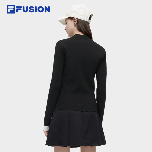 FILAFUSION Fila trendy sweater knitted women's sweater 2024 spring new style cuff contrasting fashion slim sweater