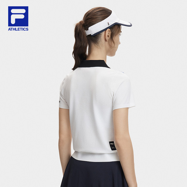 ເສື້ອຖັກແສ່ວທີ່ເປັນທາງການຂອງ FILA 2024 Summer New Tennis Sports Contrast Color Lapel Short-Sleeved Top