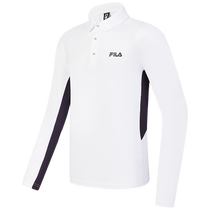 FILA official mens knitted long-sleeved POLO shirt 2024 autumn new fitness sports color matching top