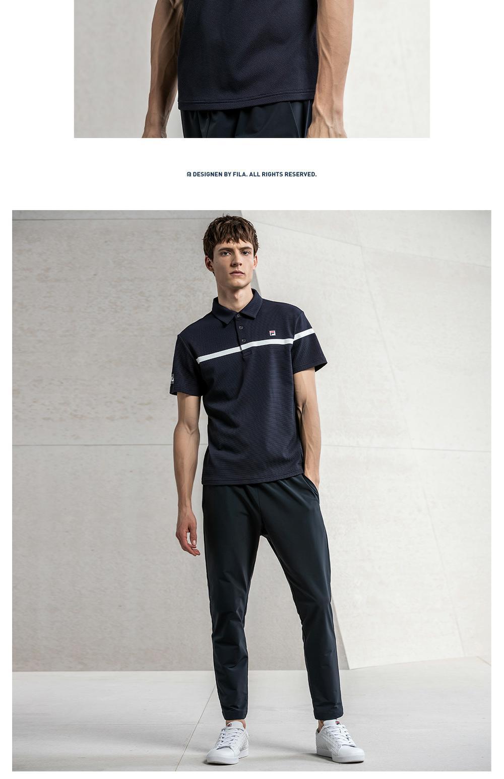 FILA Fila Áo sơ mi nam POLO chính thức 2019 Mùa xuân mới sọc thường đan áo sơ mi ngắn tay - Áo polo thể thao áo polo bé trai