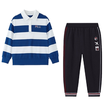FILA KIDS FILA childrens clothing childrens suit 2024 autumn boys striped patchwork sweatshirt knitted trousers