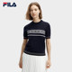 FILA Official Women's Knitted Sweater 2024 Spring New Fashion Simple Basic Round Neck Casual Short Sleeve