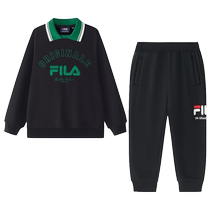 FILA KIDS FILA childrens clothing set 2024 winter new style boys and girls warm sweatshirts and sweatpants trendy
