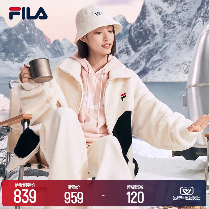 FILA File Official Couple Imitation Lamb Suede Coats Men And Women 2023 Autumn Winter Thickened Rocking Grain Suede Warm Jacket-Taobao
