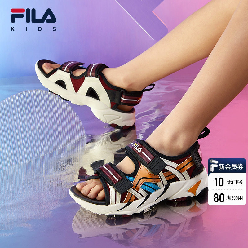 FILA KIDSFila children shoes children sandals 2022 Summer new men and women soft-bottom magic sticker beach shoes