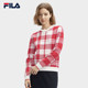 FILA Official Women's Knitted Sweater 2024 Spring New Fashion Casual Checkered Pattern Pullover Sweater