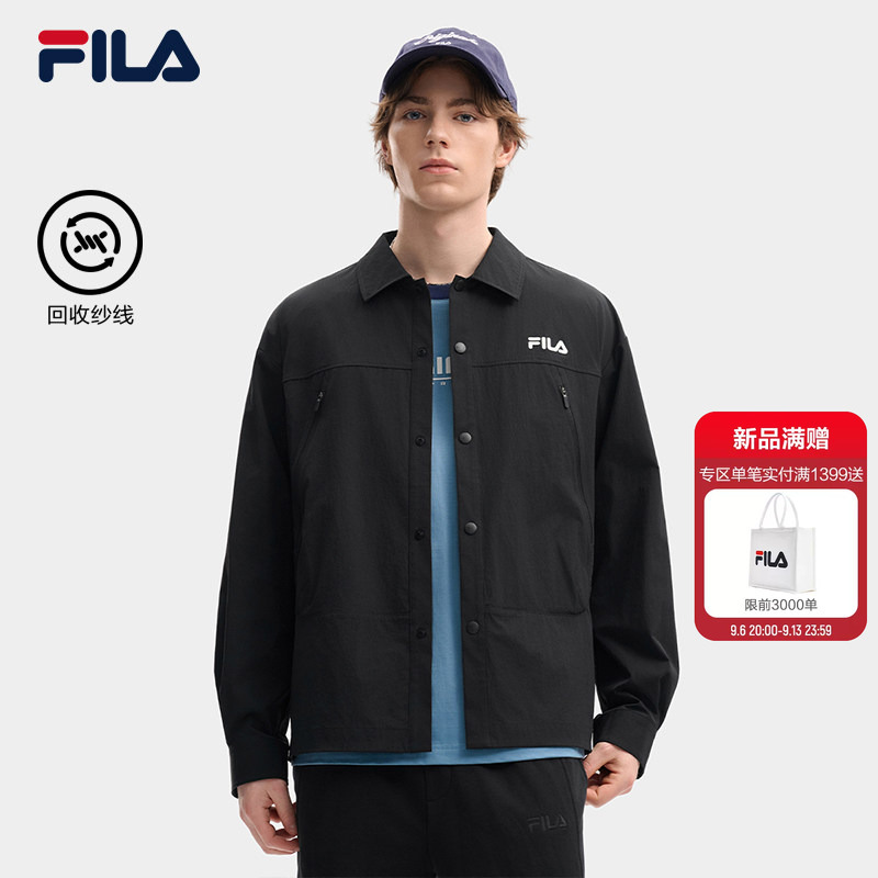 Fila Woven Long-Sleeved Shirt 2026 Autum New Men's Simple Loose Workwear Jacket Casual Top