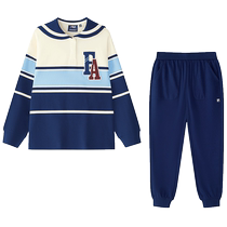 FILA KIDS FILA childrens clothing childrens suit 2024 autumn new girls antibacterial sports sweatshirt tops and pants