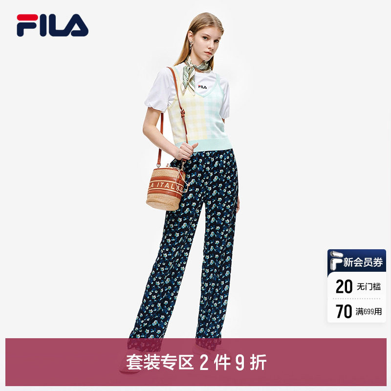 FILAFila Official Women's suit 2022 Summer New products Two sets of short T long pants Leisure sports suit