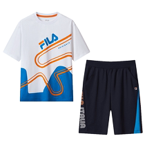FILA KIDS FILA childrens suit 2024 summer new boys sports short-sleeved T-shirt pants two-piece set