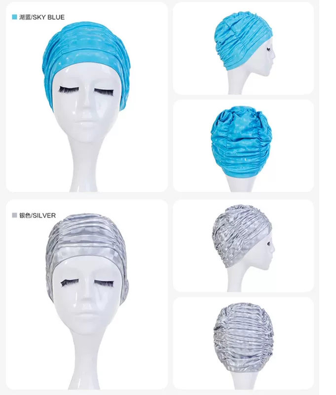 Sanqi thời trang chống thấm nước phụ nữ PU mũ bơi gấp lớp phủ dành cho người lớn tóc dài không thấm nước bảo vệ tai bộ đồ bơi - Mũ bơi