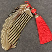 Natural white horn comb dense fine teeth straight hair comb anti-static portable massage health comb length 13 7cm