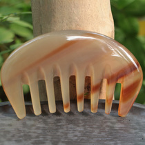 Natural white horn head massage comb Dredge meridians Grab scalp thick teeth Portable comb Facial scraping massage plate