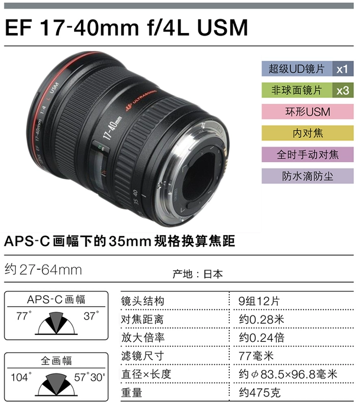 Canon 17-40 ống kính EF 17-40mm f 4L USM góc rộng ống kính zoom SLR thương hiệu mới chính hãng