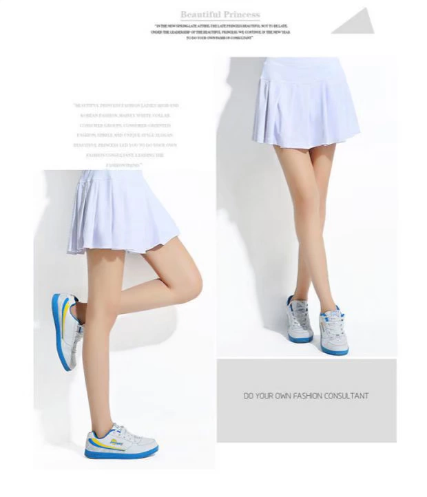 Xúi giục Hàn Quốc lụa chống ánh sáng xếp li váy cầu lông quần vợt vuông nhảy XL váy phụ nữ thể thao quần áo thể thao nữ ngắn