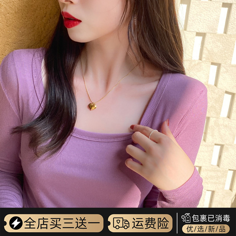 Modell slats undershirt woman long sleeve T-shirt V collar slim fit 2022 Spring and autumn new 100 hitch blouses