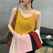 Sexy Chiffon polka dot camisole womens summer wear ins tide loose inner tie base shirt sleeveless small top