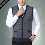 Mùa thu và mùa đông trung niên áo len len vest nam dệt kim cashmere vest dày V-vest vest vest áo dệt kim tay ngắn