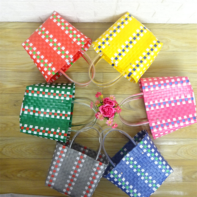 Mickey Bag Handwoven Beach Bag Mesh Red Bag Shopping Basket Swimming Basket Handbasket Bathing Bath Basket Baby Basket-Taobao