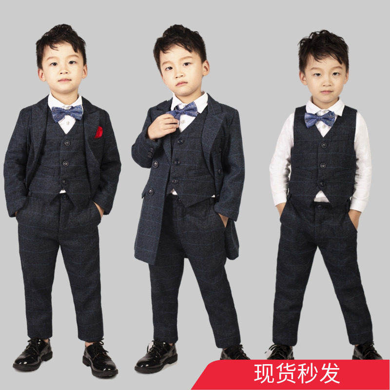 Boy suits suit three sets of handsome qi Inron autumn winter flower children's gown children's children West suit piano for a show