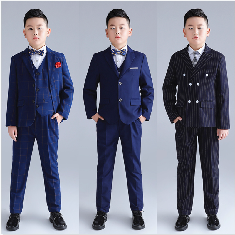 Children's large size suit suit British handsome boy vest plus fertilizer to increase the middle and big children's performance fat version host