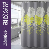 Bathroom thickened bath curtain peony flower type washroom waterproof polyester cloth door curtain shower room partition curtain water-retaining curtains