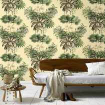 Southeast Asian style pastoral big flower vine flower wallpaper tropical rainforest style living room TV wall background wall wallpaper