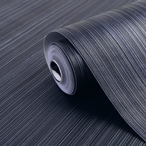 Solid black vertical stripe wallpaper engineering White simple modern plain color wallpaper brown stripe shop decoration