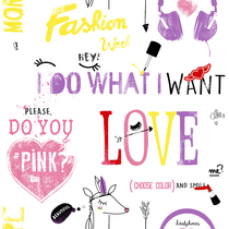 Cartoon anime color English letter animal fawn wallpaper cute childrens room childrens clothing store childrens shoes shop wallpaper