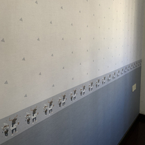 American country simple geometric fashion wall cloth with plain waist line seamless wall cloth Nordic style youth study room