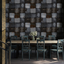 Neoclassical retro American denim style Plaid letter bar wallpaper theme restaurant hotel background wall wallpaper