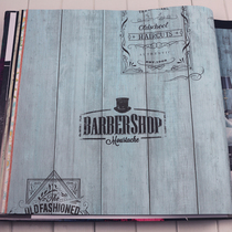 Retro American personality Wood Wood grain English icon wallpaper barber shop wallpaper cloakroom fitting room wallpaper