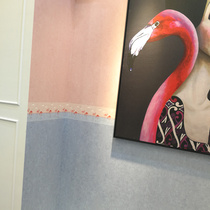 Pure Pink Pink Flaminoge Waist Line Blue One Seamless Wall Buds Cute Youth Girl Girl Room Bedroom Wall Cloth