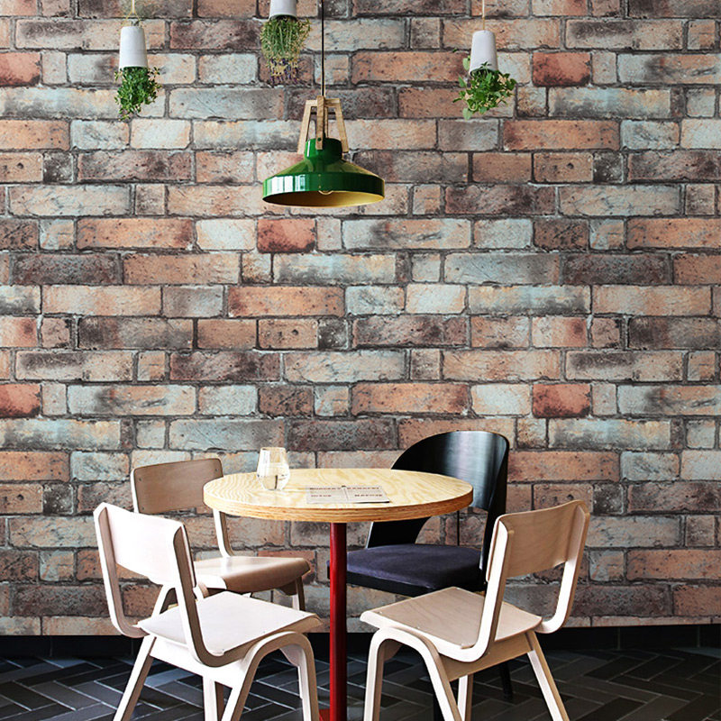 Retro nostalgic yellow-brown brick pattern wallpaper brick color antique brick gray cement brick wall industrial style loft