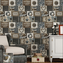 Personality retro American style wallpaper English digital wooden board hanging wallpaper Cafe bar tea bar background