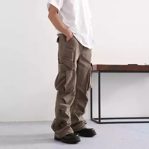 Ретро джинсы, парашютист для отдыха, штаны, в американском стиле, свободный прямой крой