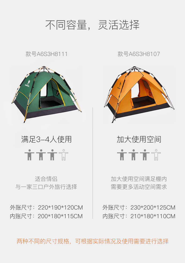 Lạc đà ngoài trời lều thủy lực tự động 3-4 người gia đình cắm trại ngoài trời dày mưa không thấm nước bốn mùa lều đôi - Lều / mái hiên / phụ kiện lều lều tự bung