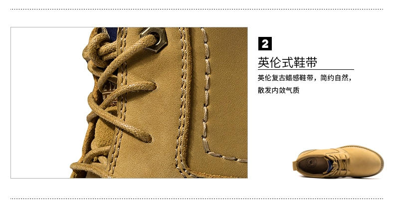 giày ngoài trời cụ nubuck da-top cao cá tính mùa đông mới Camel Camel nam giới giảm xóc giày chống trượt