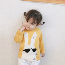 Love cashmere custom arrogant and cute Mr Rabbit round neck pullover sweater Childrens cartoon pure cashmere sweater