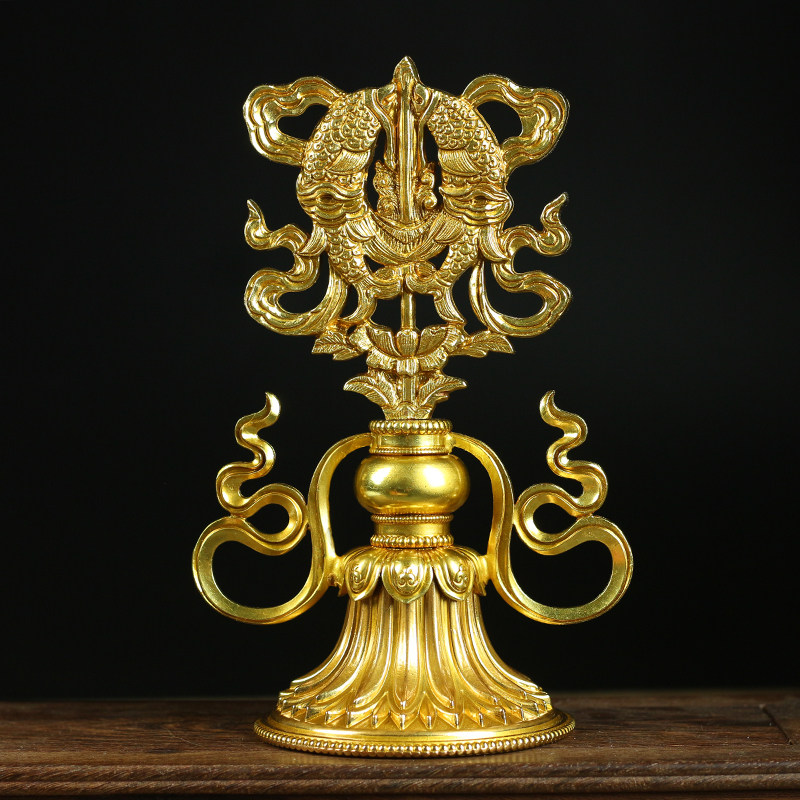 New pint pure brass 8 auspicious pendulum piece fine engraving auspicious Eight precious pure copper plus for a float with a golden color