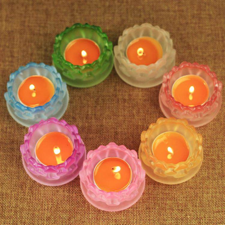 Buddhist supplies Taiwan glazed lotus Candlestick ghee lamp holder lamp stand Buddha Hall for home furnishings