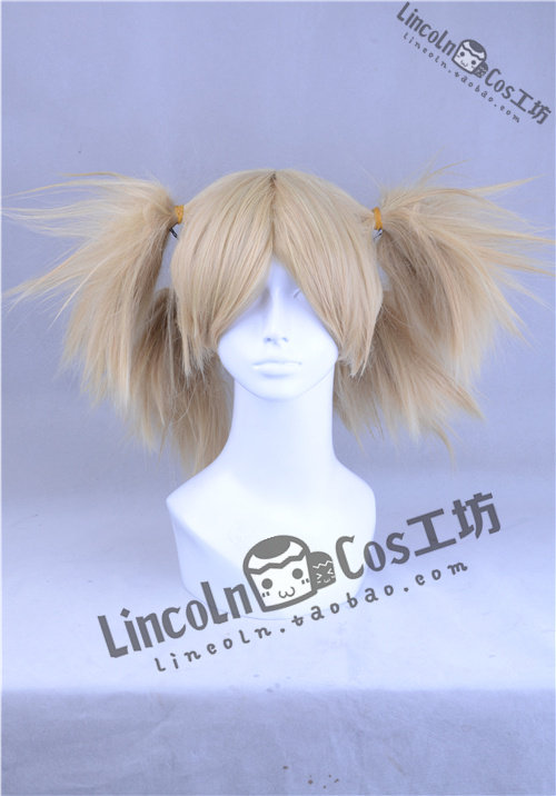 Fire and ninja hands bow sand gold four braids bucking the sky and cracking down on a roloy maid cosplay wig