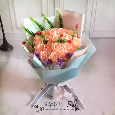 19 Korean handmade ribbon rose bouquet diy material bag set folding ribbon handmade flower video tutorial