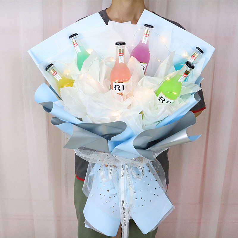 Cocktail Beer Bouquet Diy Material Packs Valentine's Day Men's Handmade Bouquet Wrapping Paper Material Guys FULL SET