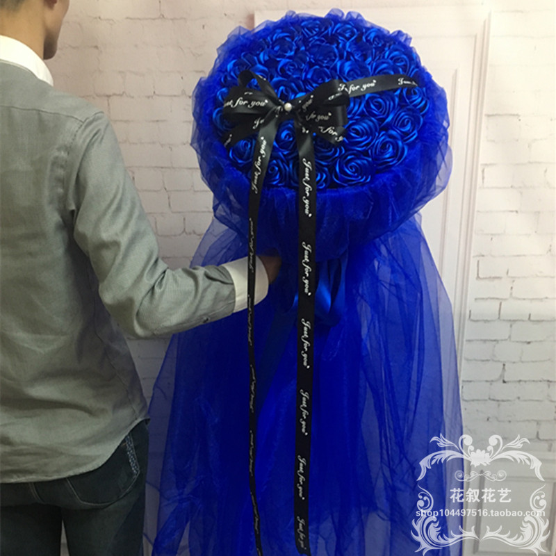 33 handmade silk with rose bouquet diy material Packaging 520 Blue Demonetisation Graduation Season Valentine's Day delivery Tutorials