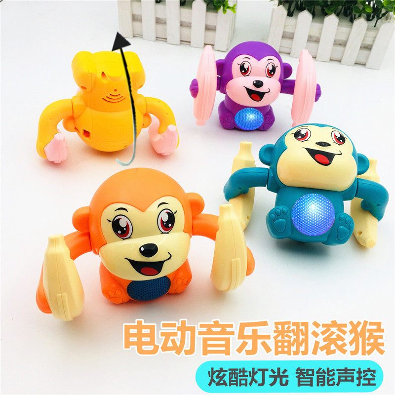 Voice control tumbling little monkey educational toy can walk and sing boys and girls baby crawling electric music toy